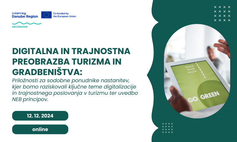 Digitalna in trajnostna preobrazba turizma ter gradbeništva